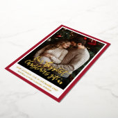 クリスマスプレゼント妊娠発表写真 箔シーズンカード (回転した状態)