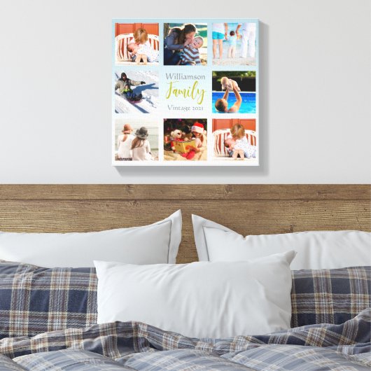 クリスマスプレゼント家族フォトコラージキャンバス印刷 キャンバスプリント (インサイチュ (寝室))