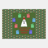クリスマスプレゼント幽霊おもしろいカスタム ラッピングペーパーシート (正面)