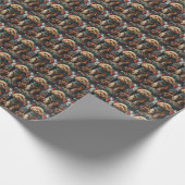 クリスマスプレゼント暖炉が付いたコックポウドッグ ラッピングペーパー (角)