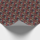 クリスマスプレゼント暖炉が付いたブルマスティフ犬 ラッピングペーパー (角)