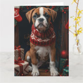 クリスマスプレゼント暖炉が付いたボクサー カード (黄色い花)