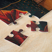 クリスマスプレゼント暖炉が付いた杖のコルソ犬 ジグソーパズル (側面)