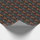 クリスマスプレゼント暖炉が付いた杖のコルソ犬 ラッピングペーパー (角)