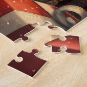 クリスマスプレゼント暖炉が飾られたオリエンタルブルー猫 ジグソーパズル (側面)