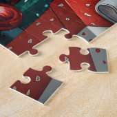 クリスマスプレゼント暖炉とバイワーテリア犬 ジグソーパズル (側面)