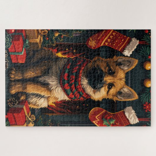 クリスマスプレゼント暖炉のあるベルギーの羊飼い ジグソーパズル (横)