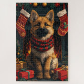 クリスマスプレゼント暖炉のあるベルギーの羊飼い ジグソーパズル (縦)