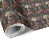 クリスマスプレゼント暖炉の付いたワイマラーンドッグ ラッピングペーパー (ロールコーナー)