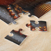 クリスマスプレゼント暖炉を持つアイルランドの赤いセッター犬 ジグソーパズル (側面)