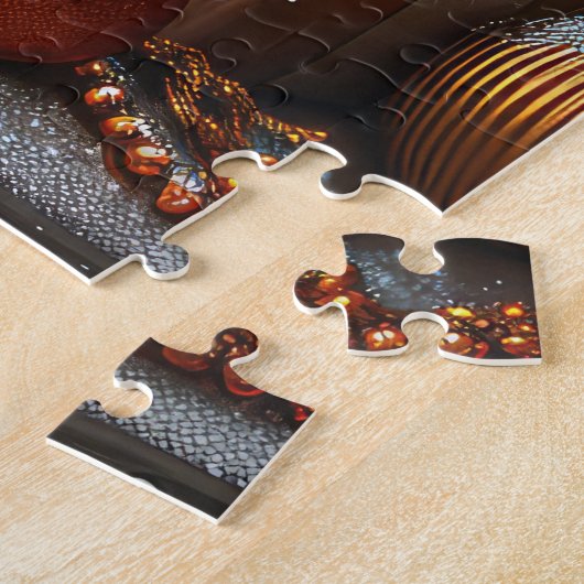 クリスマスプレゼント暖炉を持つアイルランドの赤いセッター犬 ジグソーパズル (側面)