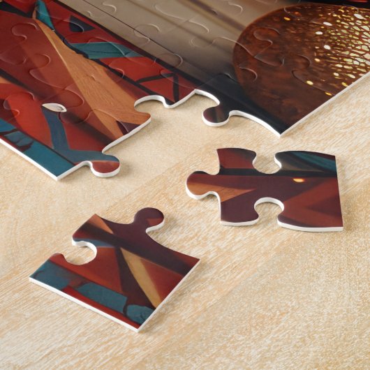 クリスマスプレゼント暖炉を持つゴルデンドルドッグ ジグソーパズル (側面)