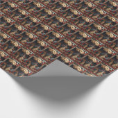 クリスマスプレゼント暖炉を持つゴルデンドルドッグ ラッピングペーパー (角)