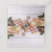 クリスマスプレゼント松の実と雪片 |休日 プレイスカード (外部開封)