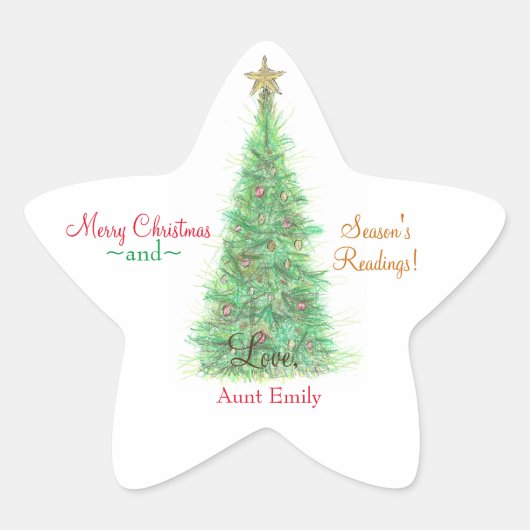 クリスマスプレゼント用の本の栞をカスタマイズ 星シール (正面)
