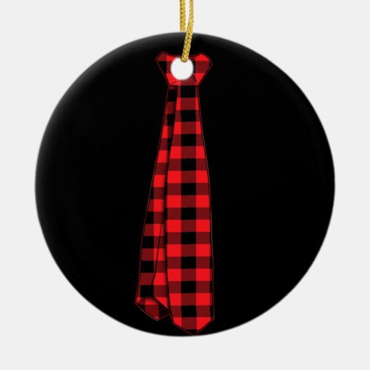 クリスマスプレゼント男性へパパファミリーバッファロープレイド セラミックオーナメント (正面)