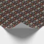 クリスマスプレゼント置き場のあるタキシード猫 ラッピングペーパー (角)