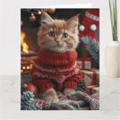 クリスマスプレゼント置き場のあるターキッシュアンゴラ猫 カード (正面)