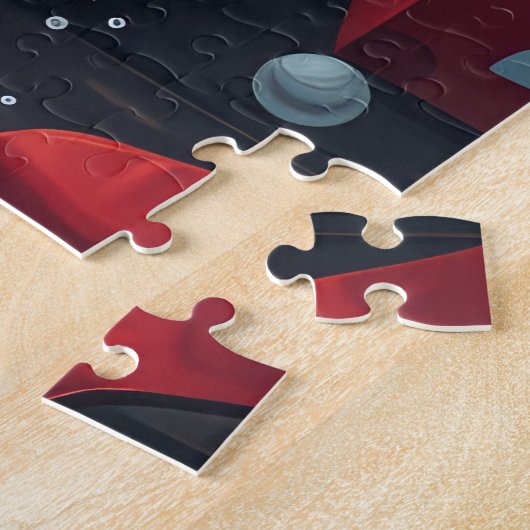 クリスマスプレゼント置き場のあるプードル犬 ジグソーパズル (側面)