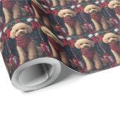 クリスマスプレゼント置き場のあるプードル犬 ラッピングペーパー (ロールコーナー)