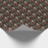 クリスマスプレゼント置き場のあるメインのクーンキャット ラッピングペーパー (角)