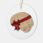 クリスマスプレゼント脳 セラミックオーナメント (左)