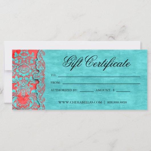 クリスマスプレゼント証明書ヴィンテージダマスクサロンb (裏面)