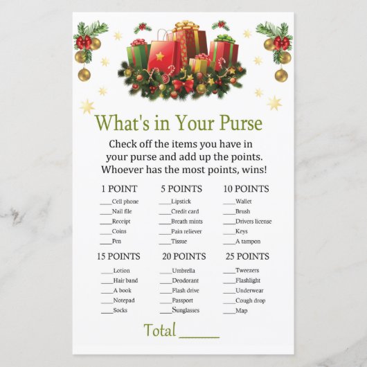 クリスマスプレゼント財布ゲームの中身 (正面)