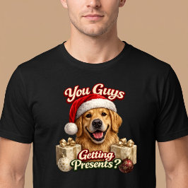 クリスマスプレゼント貰える？面白いクリスマスの犬グッズ Tシャツ