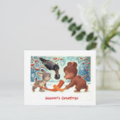 クリスマスプレゼント遊、動物のアイスホッケー シーズンポストカード (スタンド正面)