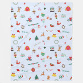 クリスマスプレゼント雪だるま雪のかわいい冬 フリースブランケット (正面)