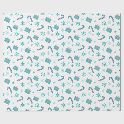 クリスマスプレゼント雪の結晶のモダンクリスマス ラッピングペーパー (フラット)