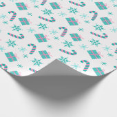 クリスマスプレゼント雪の結晶のモダンクリスマス ラッピングペーパー (角)