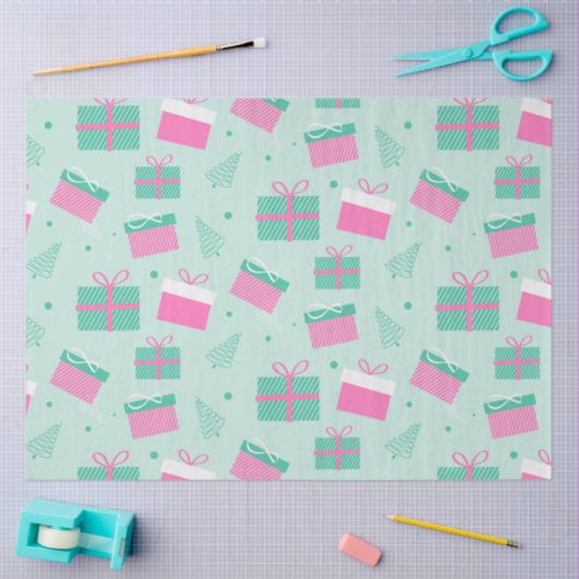 クリスマスプレゼント雪の結晶グリーンクリスマス 薄葉紙 (クラフト)