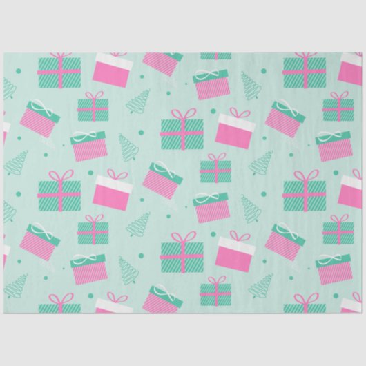 クリスマスプレゼント雪の結晶グリーンクリスマス 薄葉紙 (正面)