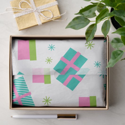 クリスマスプレゼント雪片ピンクのクリスマス 薄葉紙 (ギフト)