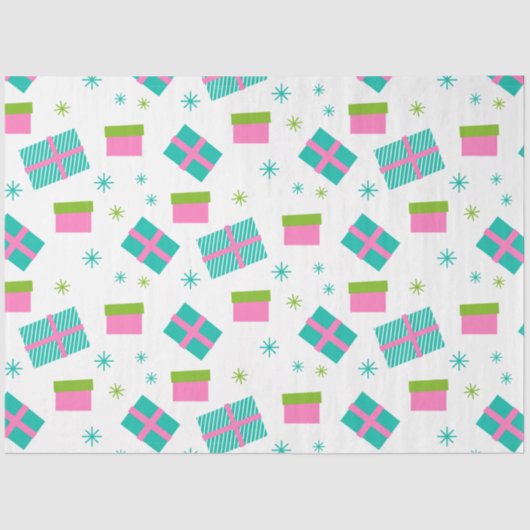 クリスマスプレゼント雪片ピンクのクリスマス 薄葉紙 (正面)