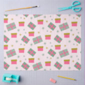 クリスマスプレゼント雪片ピンクのクリスマス 薄葉紙 (クラフト)