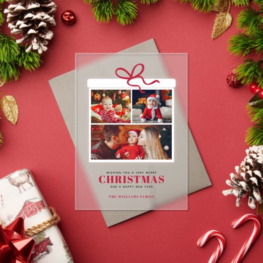 クリスマスプレゼント3枚のフォトコラージュ アクリル招待状 (インサイチュ (クリスマス))