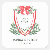 クリスマスプレゼント |お洒落休日結婚の スクエアシール (正面)