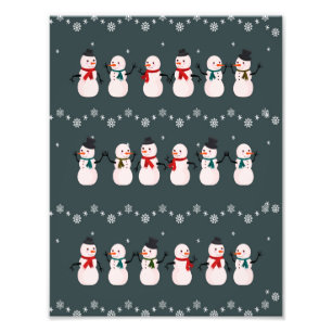 クリスマスプレゼント  かわいい雪だるまが雪の中を フォトプリント           