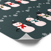 クリスマスプレゼント |かわいい雪だるまが雪の中を ポスター (角)