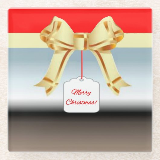 クリスマスプレゼント・グラス・コースター ガラスコースター (正面)