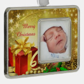クリスマスプレゼント シルバープレートフレームオーナメント (右)