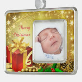 クリスマスプレゼント シルバープレートフレームオーナメント (左)