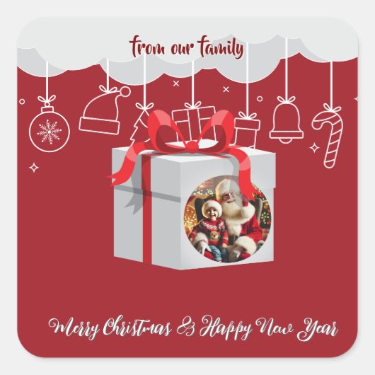 クリスマスプレゼント スクエアシール (正面)