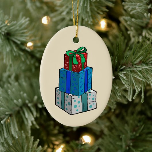 クリスマスプレゼント セラミックオーナメント (ツリー)