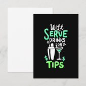 クリスマスプレゼント | バーテンダーがチップで飲み物をサービスします 出欠カード (正面/裏面)