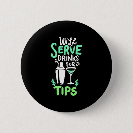 クリスマスプレゼント | バーテンダーがチップで飲み物をサービスします 缶バッジ (正面)