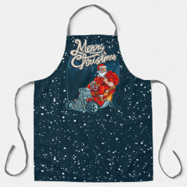 クリスマスプレゼント ホットロッド面白い車 サンタクロース エプロン